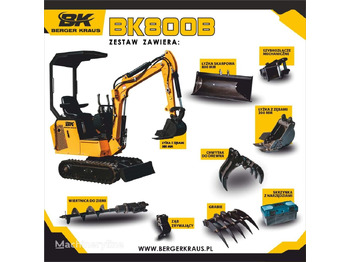 Berger Kraus Mini Excavator BK800B with FULL equipment - Minibagger