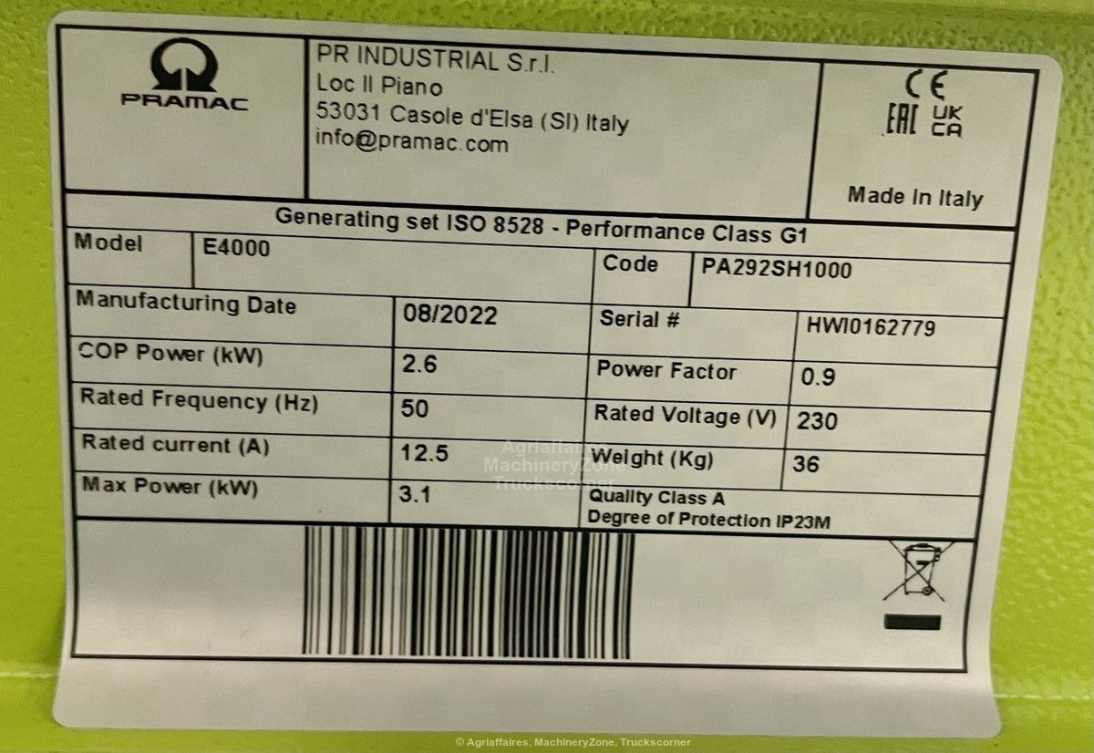 Stromgenerator, Zustand - NEU Pramac E4000: das Bild 9