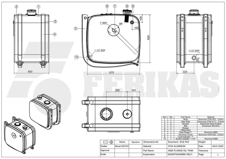 Hydrauliktank für LKW, Zustand - NEU Hydraulic aluminum oil tank 160L: das Bild 10