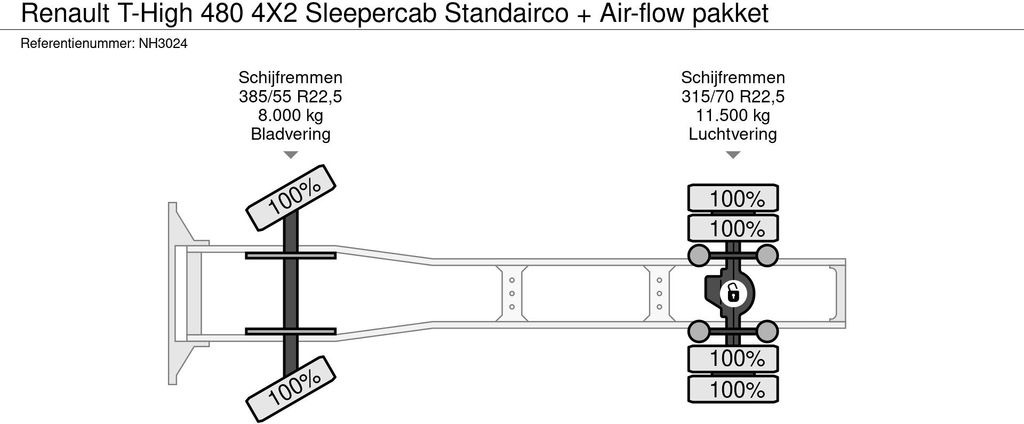 Sattelzugmaschine, Zustand - NEU Renault T-High 480 4X2 Sleepercab Standairco + Air-flow: das Bild 15