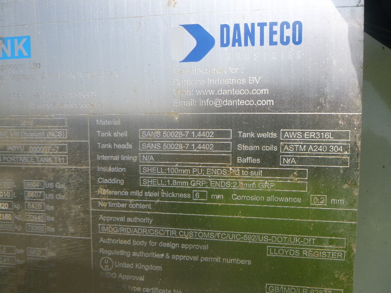 Tankcontainer, Auflieger Danteco Food tank container inox 20 ft / 25 m3 / 1 comp: das Bild 21