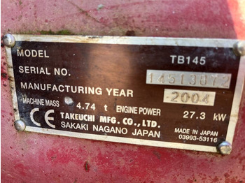 Kettenbagger Takeuchi TB 145 Dismantled. Only spare parts: das Bild 2