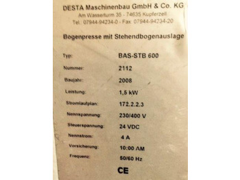 Falzmaschine Desta BAS-STB 600 standing sheet press delivery: das Bild 3