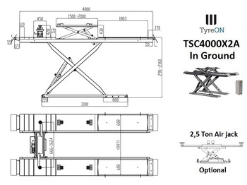 Werkstattgerät TSC4000X2A Alignment scissor lift - In floor - Free wheel lifting system - 4.8m lightened runways - 4T - inground installation: das Bild 2
