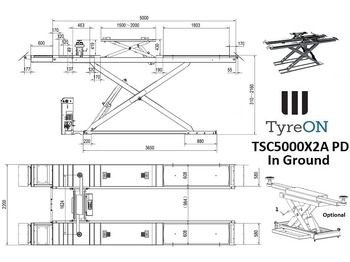 Werkstattgerät TSC5000X2A PD Alignment scissor lift - In floor - Free wheel lifting system - 5.6 m lightened runways - 5T - Play detector: das Bild 5