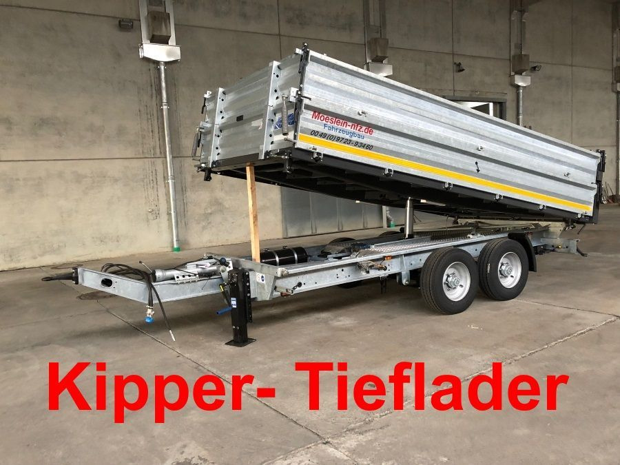 Möslein 13 t Tandem Kipper Tiefladermit Bordwand- Aufsa - Kipper Anhänger: das Bild 1 Möslein 13 t Tandem Kipper Tiefladermit Bordwand- Aufsa - Kipper Anhänger: das Bild 1