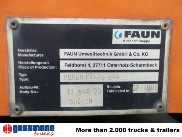 Müllwagen Für die Beförderung von Müll MAN TGA 26.350/400 6x2-2BL FAUN POWER PRESS 524,: das Bild 14