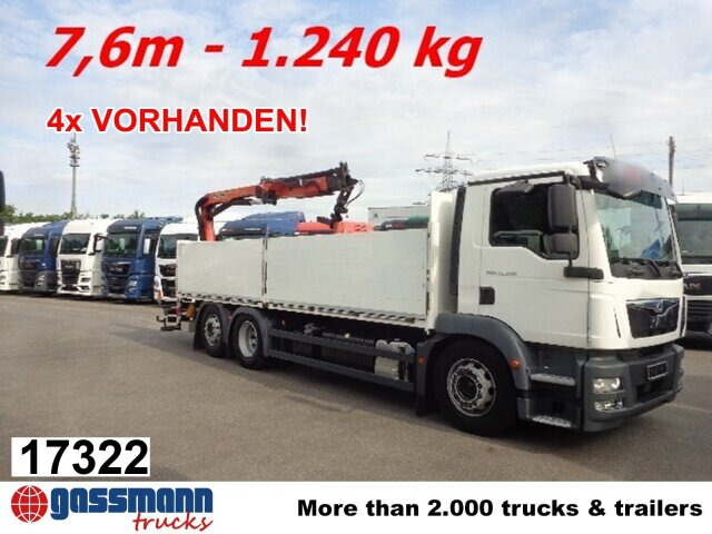 MAN TGM 26.340 6x2-4 LL,Lenk-Liftachse, Heckkran, - Pritsche LKW, Autokran: das Bild 1 MAN TGM 26.340 6x2-4 LL,Lenk-Liftachse, Heckkran, - Pritsche LKW, Autokran: das Bild 1