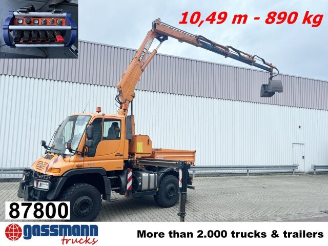 Unimog U400 4x4, Frontzapfwelle, Kipper, Kran MKG HKL - Kipper, Autokran: das Bild 1 Unimog U400 4x4, Frontzapfwelle, Kipper, Kran MKG HKL - Kipper, Autokran: das Bild 1