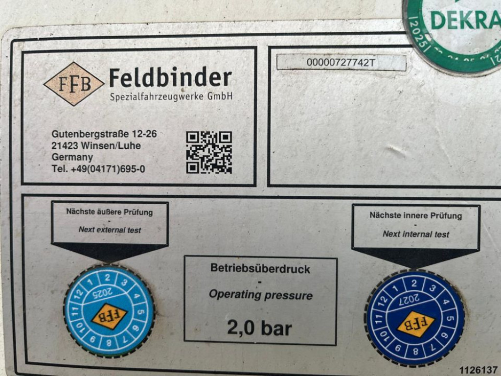 FELDBINDER Silo für Staub und Rieselgüter EUT 40.3 Auflieger Zement 40m³, Lenkachse - Siloauflieger: das Bild 5 FELDBINDER Silo für Staub und Rieselgüter EUT 40.3 Auflieger Zement 40m³, Lenkachse - Siloauflieger: das Bild 5