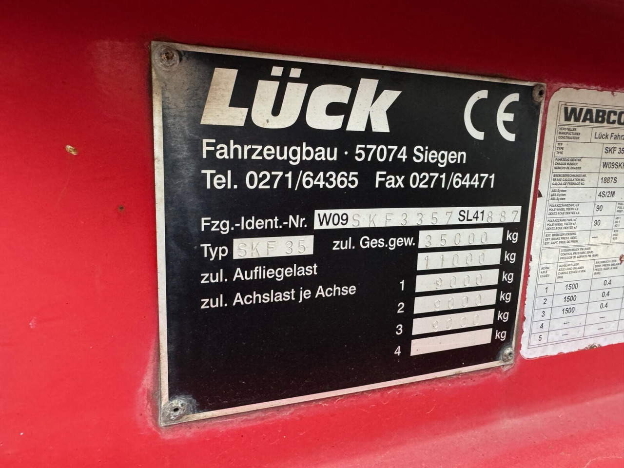 Lück SKF 35 LÜCK SKF 35, Stahlmulde ca. 37m³, Liftachse - Auflieger: das Bild 3 Lück SKF 35 LÜCK SKF 35, Stahlmulde ca. 37m³, Liftachse - Auflieger: das Bild 3