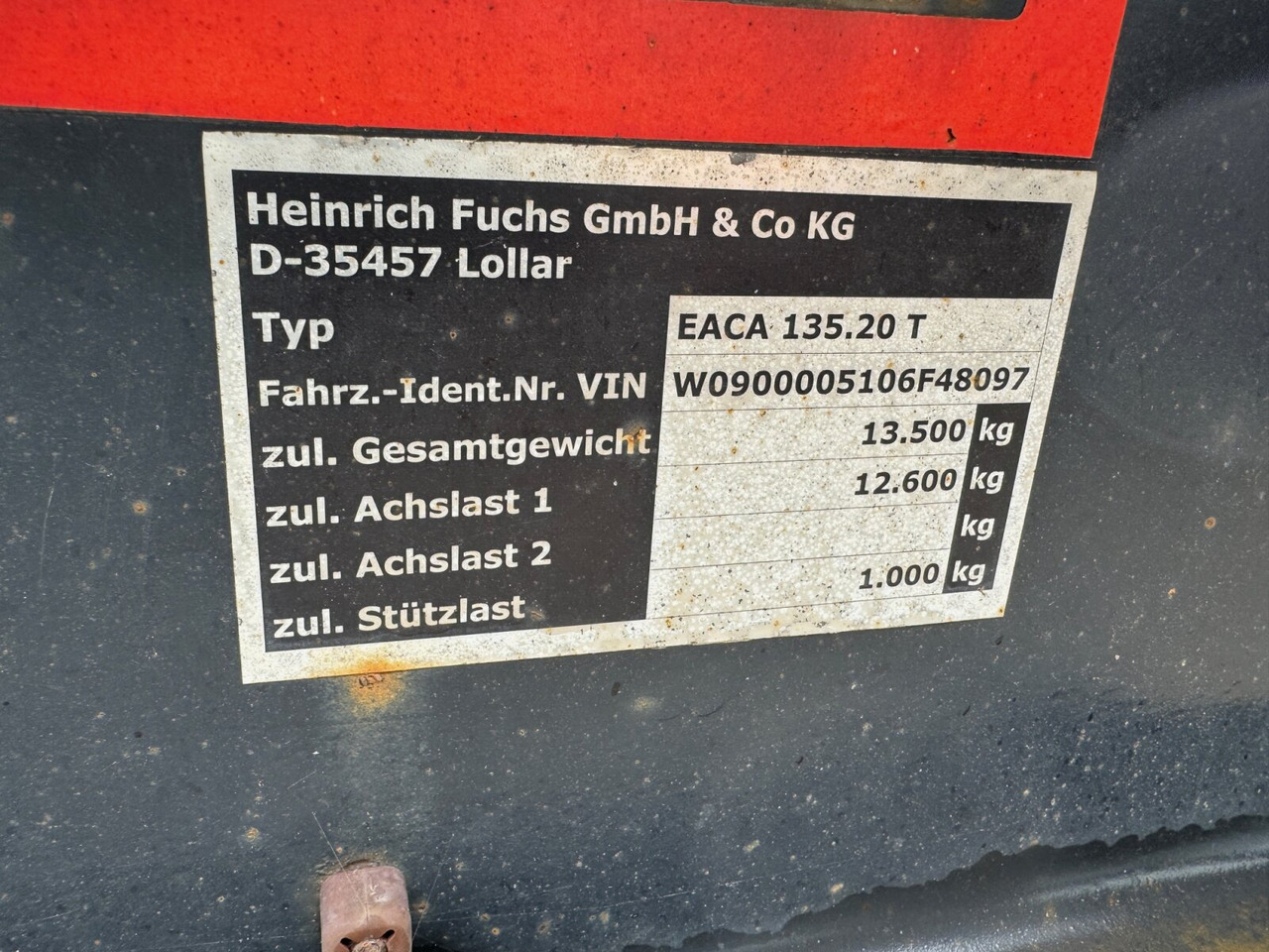 EACA 135.20 T FUCHS EACA 135.20 T, Absetzanhänger für 1 Mulde - Abrollanhänger/ Absetzanhänger: das Bild 2 EACA 135.20 T FUCHS EACA 135.20 T, Absetzanhänger für 1 Mulde - Abrollanhänger/ Absetzanhänger: das Bild 2
