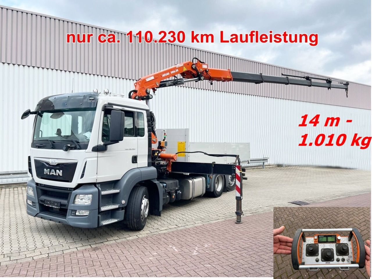 MAN TGS 26.360/400 6x2-4 BL TGS 26.360/400 6x2-4 BL, Lenk-/Lift, Kran Atlas AK 206.3E A5, Funk - Autokran, Pritsche LKW: das Bild 1 MAN TGS 26.360/400 6x2-4 BL TGS 26.360/400 6x2-4 BL, Lenk-/Lift, Kran Atlas AK 206.3E A5, Funk - Autokran, Pritsche LKW: das Bild 1