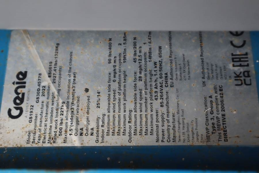 Scherenbühne Genie GS1932 E-Drive Several In Stock, 8m Working Height: das Bild 6