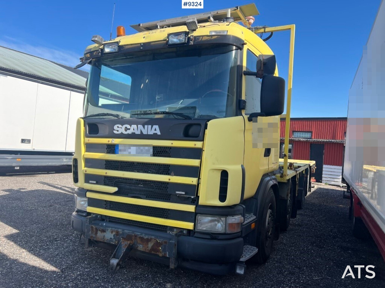 Flatbed truck Scania R124GB8X26NB420 - Pritsche LKW: das Bild 1 Flatbed truck Scania R124GB8X26NB420 - Pritsche LKW: das Bild 1
