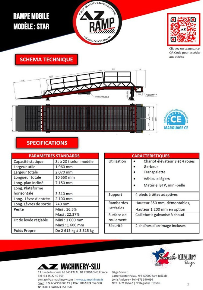 Loading Ramp with with hydraulic tilting bridge - AZ RAMP - STAR- 8T. 8 ton capacity - Verladerampe: das Bild 2 Loading Ramp with with hydraulic tilting bridge - AZ RAMP - STAR- 8T. 8 ton capacity - Verladerampe: das Bild 2
