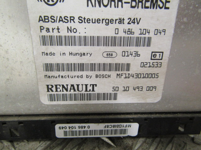 RENAULT MIDLUM DXI ABS / ASR ECU P/NO 50-10 493009 & 486104049 - Steuergerät für LKW: das Bild 1 RENAULT MIDLUM DXI ABS / ASR ECU P/NO 50-10 493009 & 486104049 - Steuergerät für LKW: das Bild 1