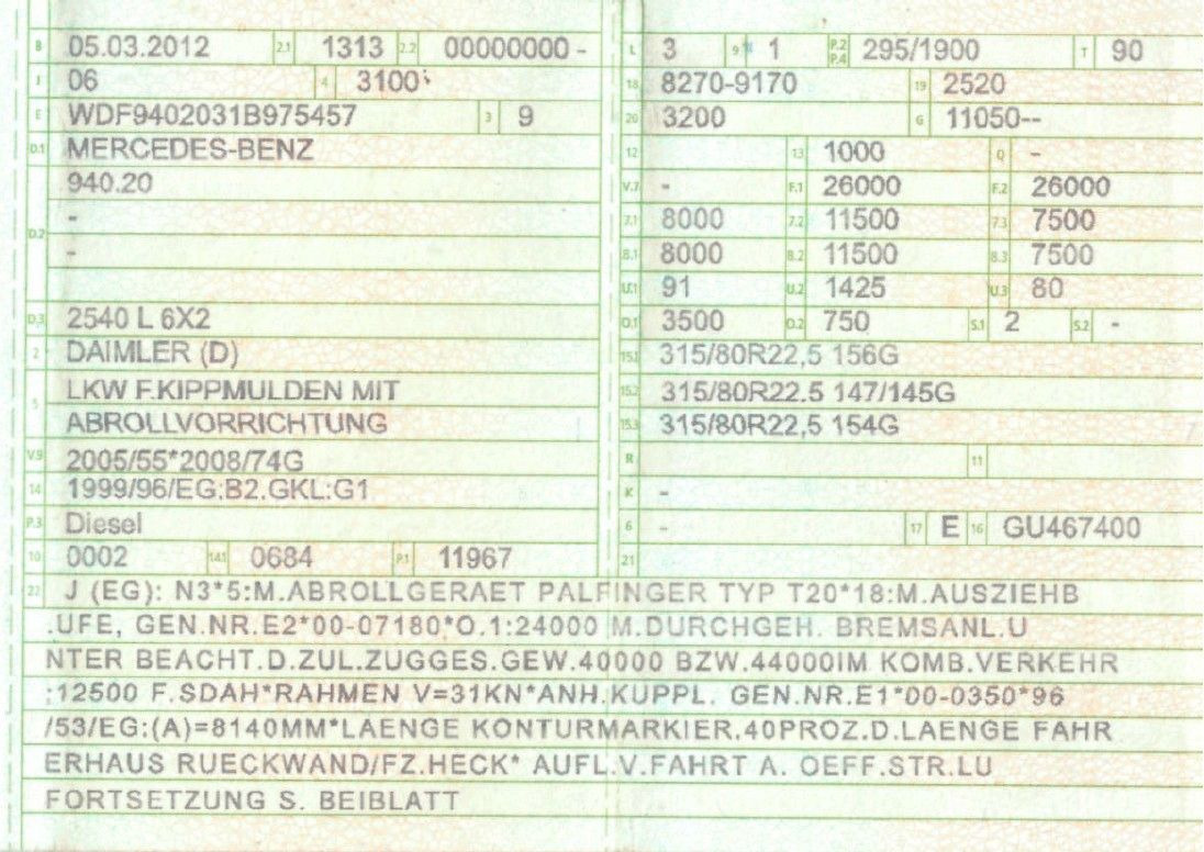 Mercedes-Benz 2540 L 6x2 Palfinger T20 mit hydr. Containerverr - Abrollkipper: das Bild 2 Mercedes-Benz 2540 L 6x2 Palfinger T20 mit hydr. Containerverr - Abrollkipper: das Bild 2