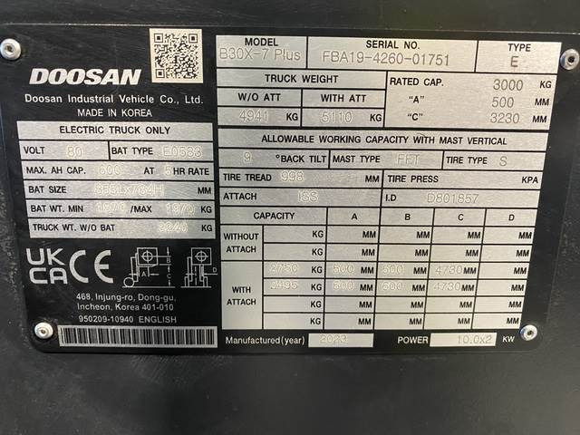 Doosan B30X-7 PLUS - Elektrostapler: das Bild 5 Doosan B30X-7 PLUS - Elektrostapler: das Bild 5