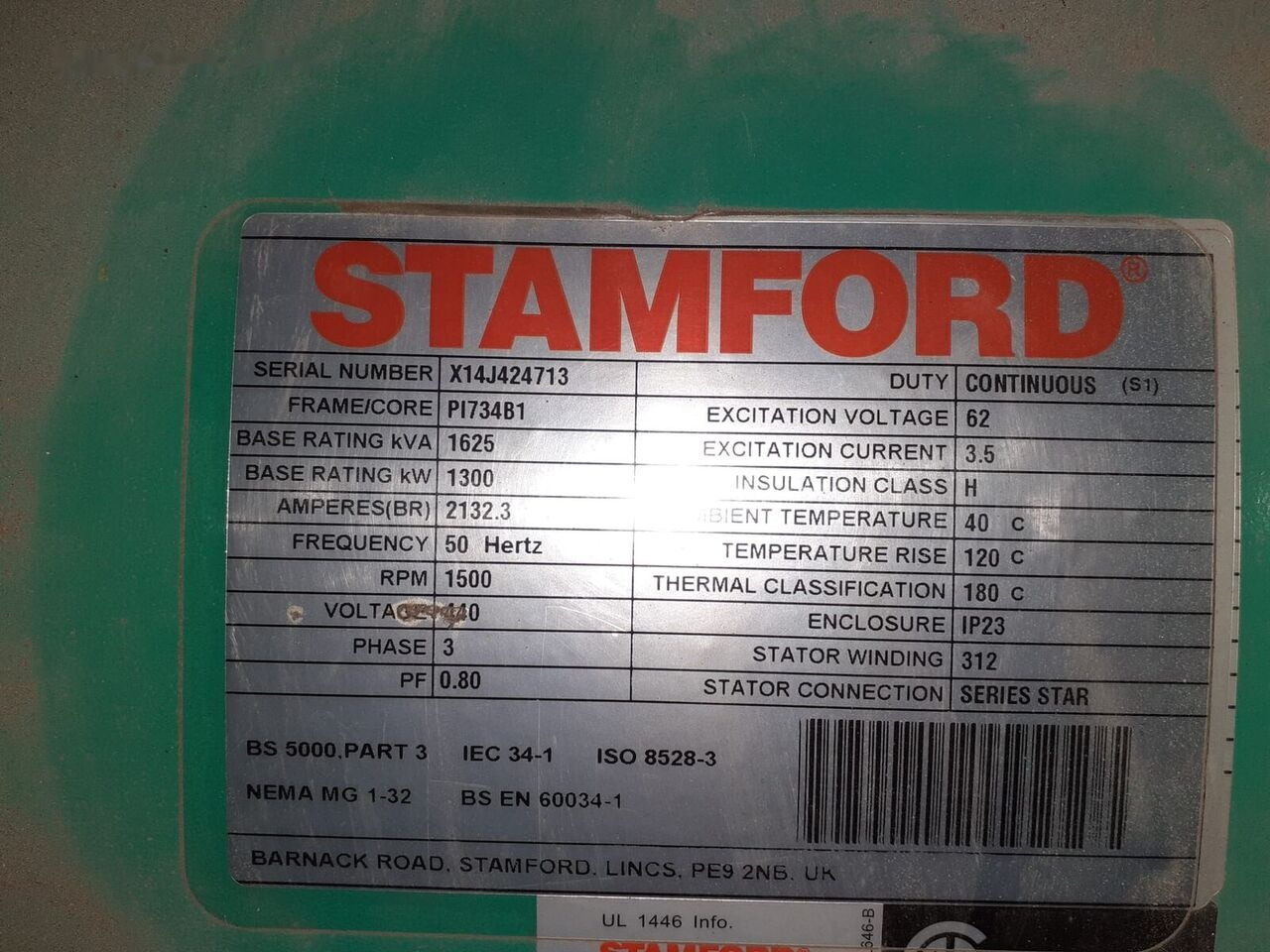 Stromgenerator, Zustand - NEU Stamford Generator Cummins STAMFORD 1600 KVA 2015 rok . Agregaty Prądotwó: das Bild 6