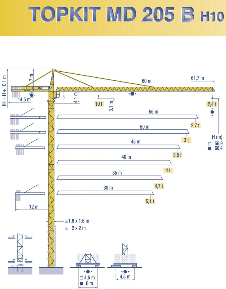 POTAIN MD 205 B H10 - Turmkran: das Bild 1 POTAIN MD 205 B H10 - Turmkran: das Bild 1