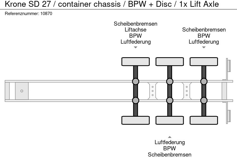 Container/ Wechselfahrgestell Auflieger Krone SD 27 / container chassis / BPW + Disc / 1x Lift Axle: das Bild 10