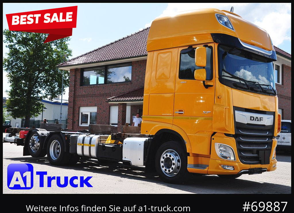 DAF XF 480, MultiBDF, 7,45, Standklima, LBW, - Containerwagen/ Wechselfahrgestell LKW: das Bild 1 DAF XF 480, MultiBDF, 7,45, Standklima, LBW, - Containerwagen/ Wechselfahrgestell LKW: das Bild 1
