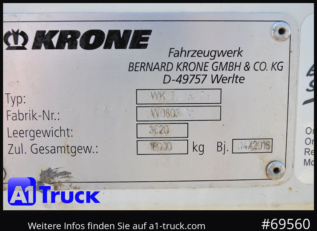 Kofferaufbau KRONE WB BDF 7,45 Koffer,  2750mm innen, 20 x vorhanden: das Bild 8