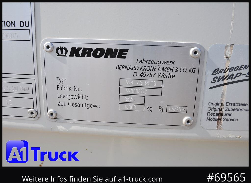 KRONE Wechselbrücke BDF 7,45 Koffer, Textil 2750mm innen, 20 x vorhanden - Kofferaufbau: das Bild 4 KRONE Wechselbrücke BDF 7,45 Koffer, Textil 2750mm innen, 20 x vorhanden - Kofferaufbau: das Bild 4