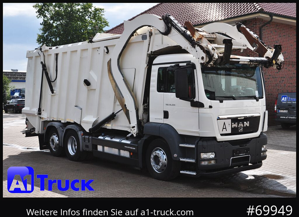 MAN TGS 26.320, Faun 533 Frontlader, Überkopflader Müllwagen, - Müllwagen: das Bild 1 MAN TGS 26.320, Faun 533 Frontlader, Überkopflader Müllwagen, - Müllwagen: das Bild 1