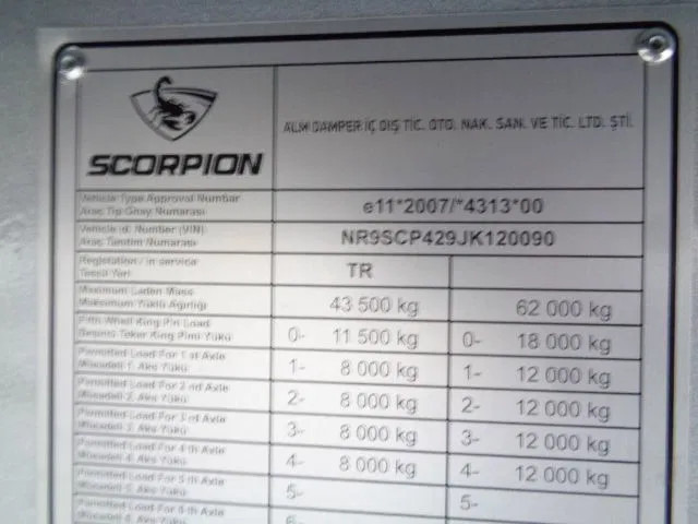 Kipper Auflieger, Zustand - NEU scorpion P42 ONLY SELL EXPORT OUT THE EU: das Bild 12 Kipper Auflieger, Zustand - NEU scorpion P42 ONLY SELL EXPORT OUT THE EU: das Bild 12