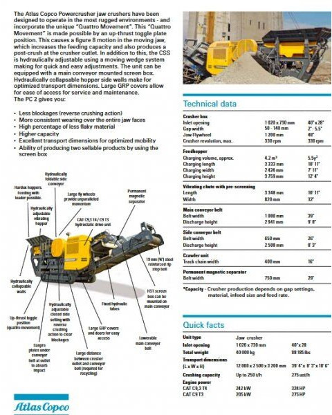 Backenbrecher Atlas-Copco PC 2 / PowerCrusher: das Bild 8 Backenbrecher Atlas-Copco PC 2 / PowerCrusher: das Bild 8