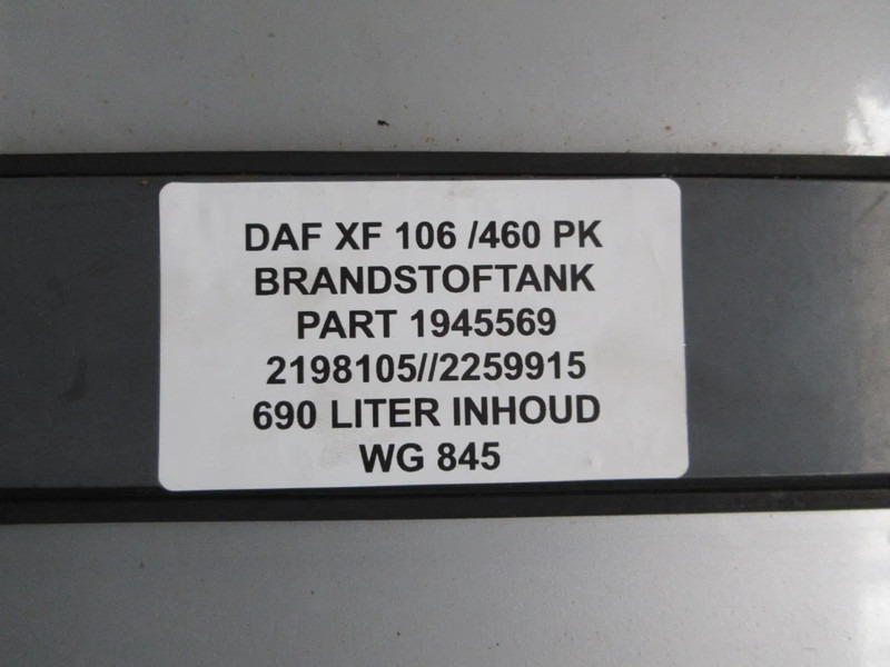 DAF 1945569 DIELESTANK 690 LITER DAF XF CF EURO 6 - Kraftstofftank für LKW: das Bild 5 DAF 1945569 DIELESTANK 690 LITER DAF XF CF EURO 6 - Kraftstofftank für LKW: das Bild 5