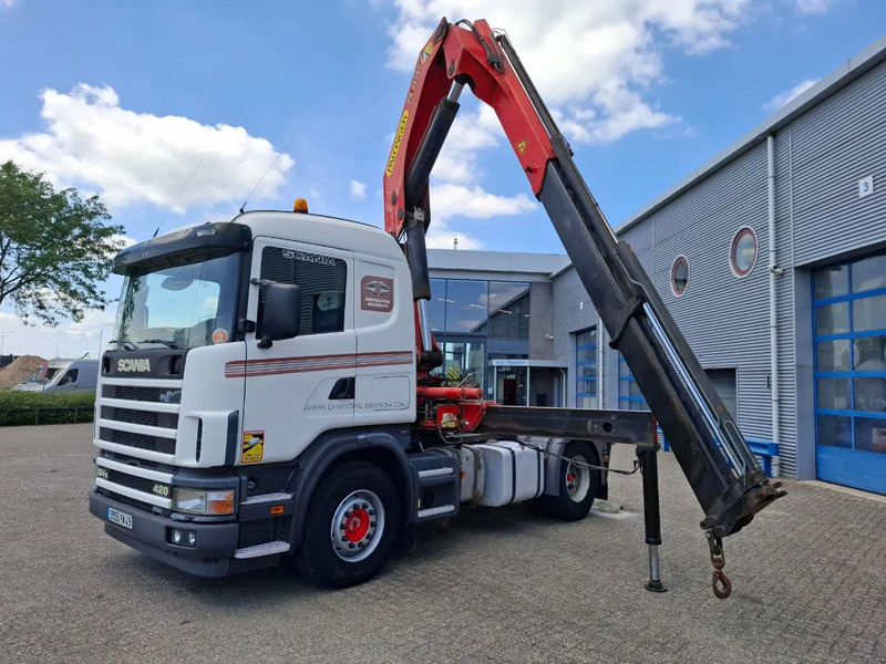 Scania 124G-420 / RETARDER / PALFINGER PK32080 / DOUBLE TANK / AIRCO / GOOD CONDITION / MANUAL / EURO-3 / 2004 - Autokran: das Bild 1 Scania 124G-420 / RETARDER / PALFINGER PK32080 / DOUBLE TANK / AIRCO / GOOD CONDITION / MANUAL / EURO-3 / 2004 - Autokran: das Bild 1