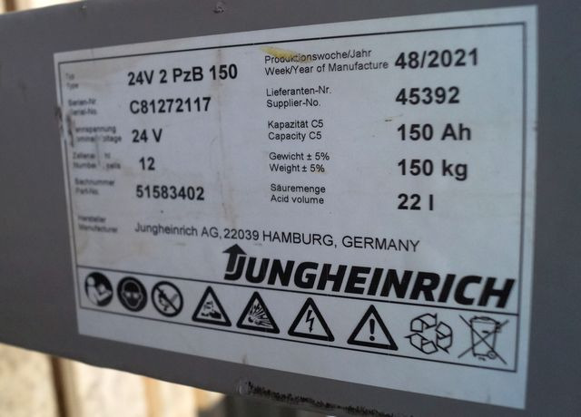 Jungheinrich unknown | Battery 24 2PZB150 year 2021 weight 150 kg sn. C81272117 - Batterie für Flurförderzeug: das Bild 3 Jungheinrich unknown | Battery 24 2PZB150 year 2021 weight 150 kg sn. C81272117 - Batterie für Flurförderzeug: das Bild 3