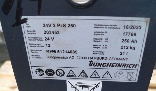 Jungheinrich unknown | Battery 24 2PZS250 year 2022 weight 212 kg sn. 203453 out - Batterie für Flurförderzeug: das Bild 3 Jungheinrich unknown | Battery 24 2PZS250 year 2022 weight 212 kg sn. 203453 out - Batterie für Flurförderzeug: das Bild 3