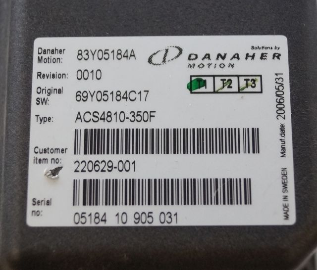 Toyota/BT 220629-001 | Danaher motion AC Superdrive motor controller 83Y05184A A Danaher motion AC Superdrive motor controller 83Y05184A ACS4810-350F Rev 0010 sn. 0518410905031 - Steuergerät für Flurförderzeug: das Bild 2 Toyota/BT 220629-001 | Danaher motion AC Superdrive motor controller 83Y05184A A Danaher motion AC Superdrive motor controller 83Y05184A ACS4810-350F Rev 0010 sn. 0518410905031 - Steuergerät für Flurförderzeug: das Bild 2
