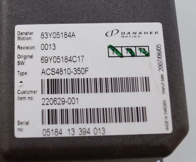 Toyota/BT 220629-001 | Danaher motion AC Superdrive motor controller 83Y05184A A Danaher motion AC Superdrive motor controller 83Y05184A ACS4810-350F Rev 0013 sn. 0518413394013 - Steuergerät für Flurförderzeug: das Bild 2 Toyota/BT 220629-001 | Danaher motion AC Superdrive motor controller 83Y05184A A Danaher motion AC Superdrive motor controller 83Y05184A ACS4810-350F Rev 0013 sn. 0518413394013 - Steuergerät für Flurförderzeug: das Bild 2