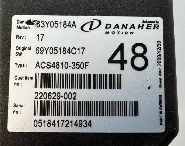 Toyota/BT 220629-001 | Danaher motion AC Superdrive motor controller 83Y05184A A Danaher motion AC Superdrive motor controller 83Y05184A ACS4810-350F Rev 0017 sn. 0518417214934 - Steuergerät für Flurförderzeug: das Bild 2 Toyota/BT 220629-001 | Danaher motion AC Superdrive motor controller 83Y05184A A Danaher motion AC Superdrive motor controller 83Y05184A ACS4810-350F Rev 0017 sn. 0518417214934 - Steuergerät für Flurförderzeug: das Bild 2