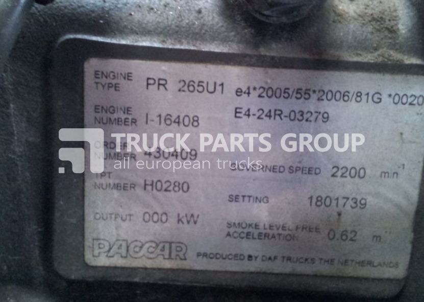 DAF engine PR26541 1-16408 PR26541 1-16408 by Paccar PR 265U1 EUR engine - Motor für LKW: das Bild 2 DAF engine PR26541 1-16408 PR26541 1-16408 by Paccar PR 265U1 EUR engine - Motor für LKW: das Bild 2