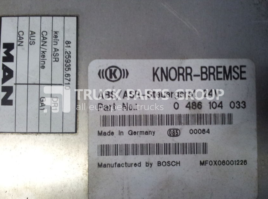 MAN L2000, ASR - CI12 EBS, ABS control unit, 81259356710, 0486104033 control unit - Steuergerät für LKW: das Bild 2 MAN L2000, ASR - CI12 EBS, ABS control unit, 81259356710, 0486104033 control unit - Steuergerät für LKW: das Bild 2