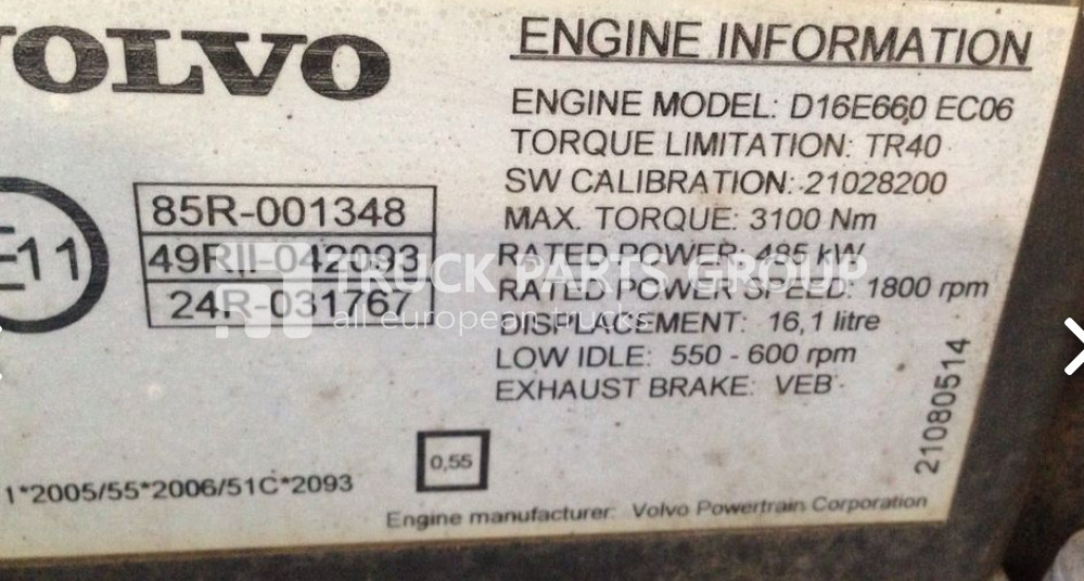 VOLVO FH16 D16E engine, EURO5, EURO4 emission D16E660 EC06, 660PS, 485 engine - Motor für LKW: das Bild 2 VOLVO FH16 D16E engine, EURO5, EURO4 emission D16E660 EC06, 660PS, 485 engine - Motor für LKW: das Bild 2
