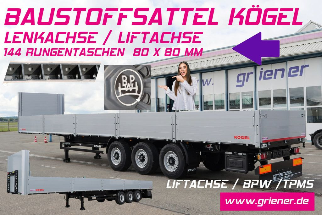 Kögel SN24/ BW 800 mm/144 x rungent. BPW/ LENKACHSE - Pritschenauflieger/ Plattformauflieger: das Bild 1 Kögel SN24/ BW 800 mm/144 x rungent. BPW/ LENKACHSE - Pritschenauflieger/ Plattformauflieger: das Bild 1