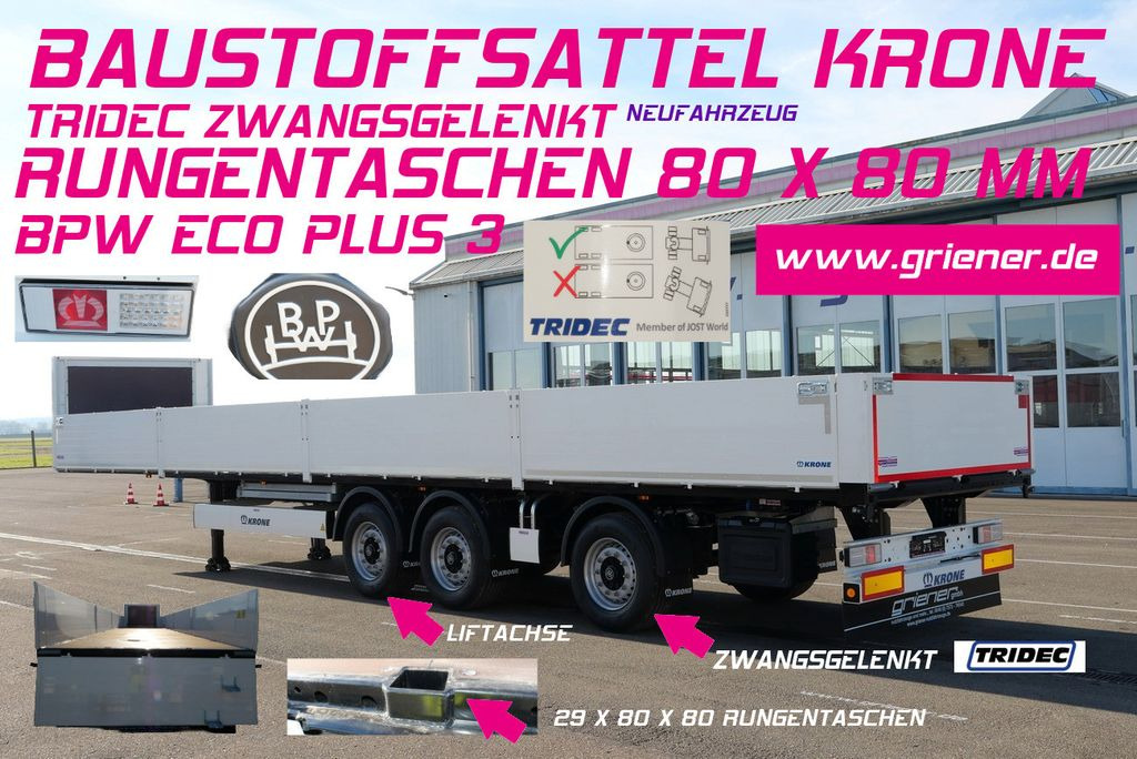 Krone SDP 27/BAUSTOFF/TRIDEC/BPW/RUNGENTASCHEN LIFT Krone SDP 27/BAUSTOFF/TRIDEC/BPW/RUNGENTASCHEN LIFT - Pritschenauflieger/ Plattformauflieger: das Bild 1 Krone SDP 27/BAUSTOFF/TRIDEC/BPW/RUNGENTASCHEN LIFT Krone SDP 27/BAUSTOFF/TRIDEC/BPW/RUNGENTASCHEN LIFT - Pritschenauflieger/ Plattformauflieger: das Bild 1