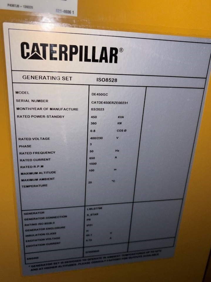 CAT DE450GC - 450 kVA Stand-by Generator - DPX-18219 - Stromgenerator: das Bild 4 CAT DE450GC - 450 kVA Stand-by Generator - DPX-18219 - Stromgenerator: das Bild 4