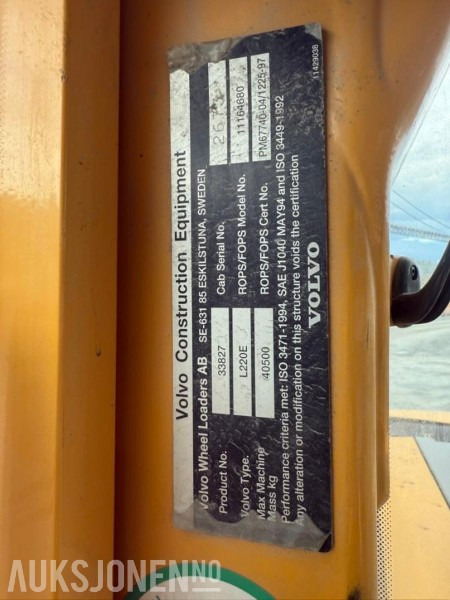 2005 Volvo L220E HJULLASTER - 15364 Timer - Radlader: das Bild 5 2005 Volvo L220E HJULLASTER - 15364 Timer - Radlader: das Bild 5
