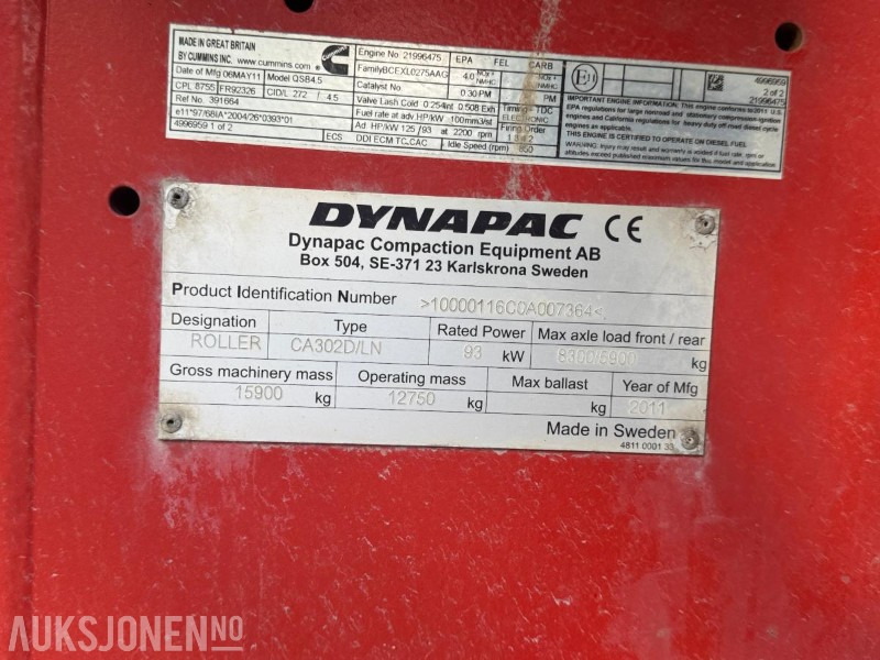 Walzen 2011 Dynapac CA302D/LN Vals / 2134 timer: das Bild 18