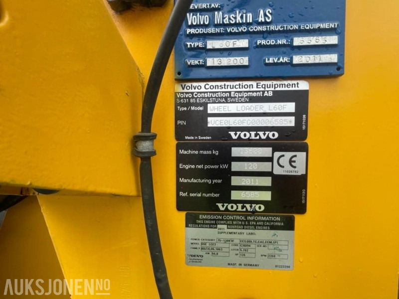 Radlader 2011 VOLVO L60F HJULLASTER - SPAKSTYRING - NYE DEKK - BBS - 3-4 FUNKSJON - PALLEGAFLER - SKUFFE - KAMERA - MYE PÅKOSTET!: das Bild 9