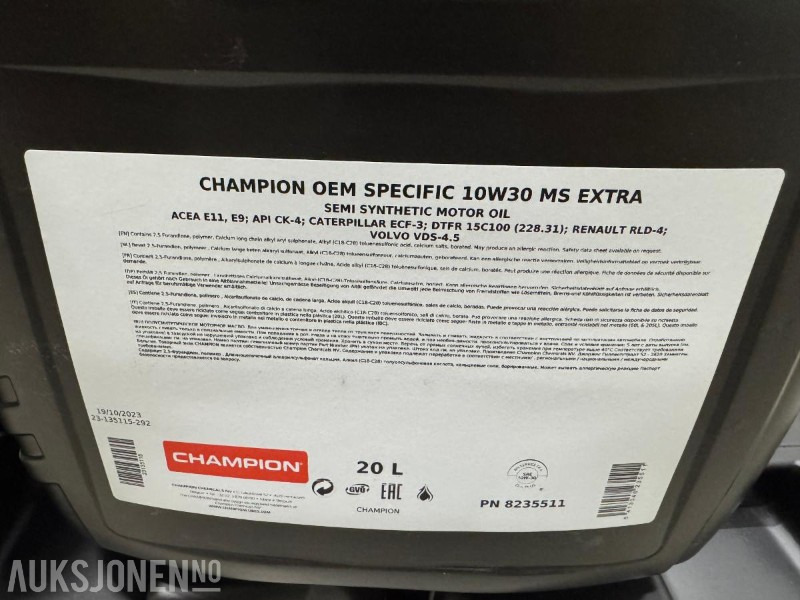 1000 liter Olje - Champion OEM Specific 10W30 MS Extra - Anbauteil für Baumaschine: das Bild 4 1000 liter Olje - Champion OEM Specific 10W30 MS Extra - Anbauteil für Baumaschine: das Bild 4