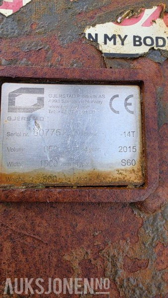 Anbauteil für Baumaschine 2015 Gjerstad pusseskuffe 14T S60: das Bild 8